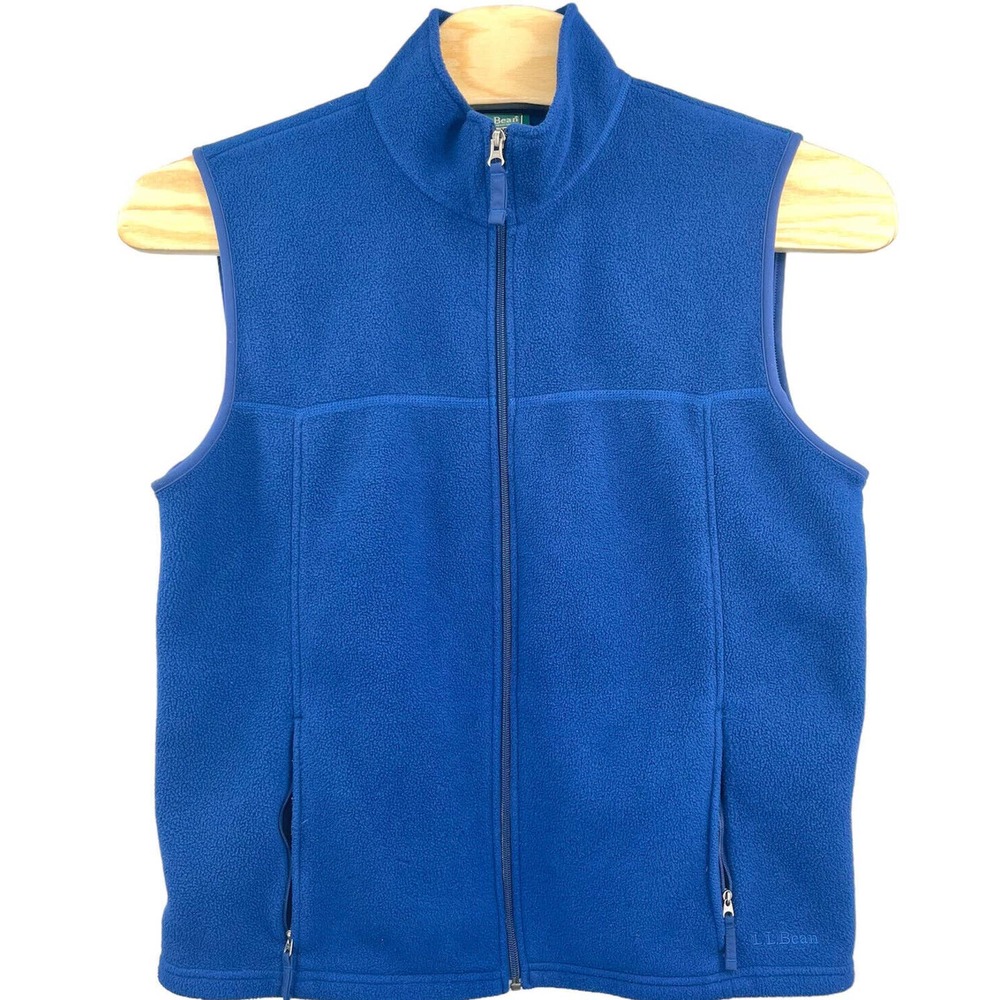 L.L.Bean Men's Blue Polartec Fleece Zipper Vest Large Reg 0ALA7 Zipper Pockets
